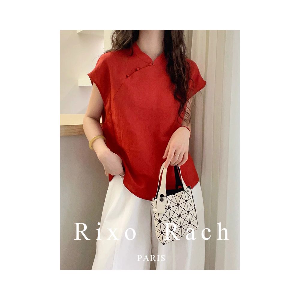 Rixo Rach New Chinese Style Elegant Jacquard Short Sleeve Button Down Shirt for Women Summer 2025 Fashionable and Versatile Top image 3