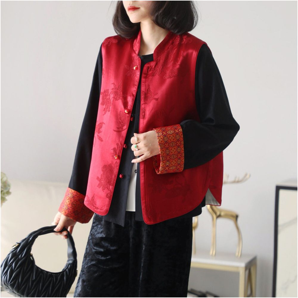 ASAYA5784 – Heritage Silk Reversible Vest ✨🌺