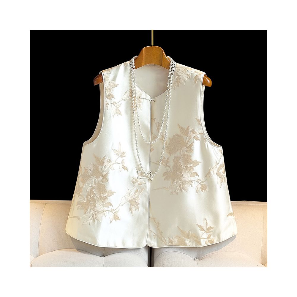 ASAYA5787 – Heritage Bloom Silk Vest 🌺✨