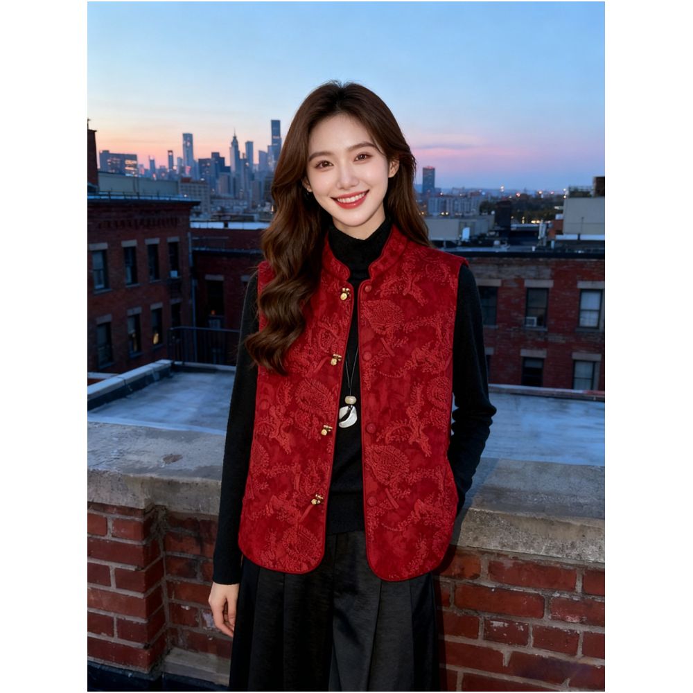 ASAYA5815 – Crimson Heritage Jacquard Vest 🧧❤️