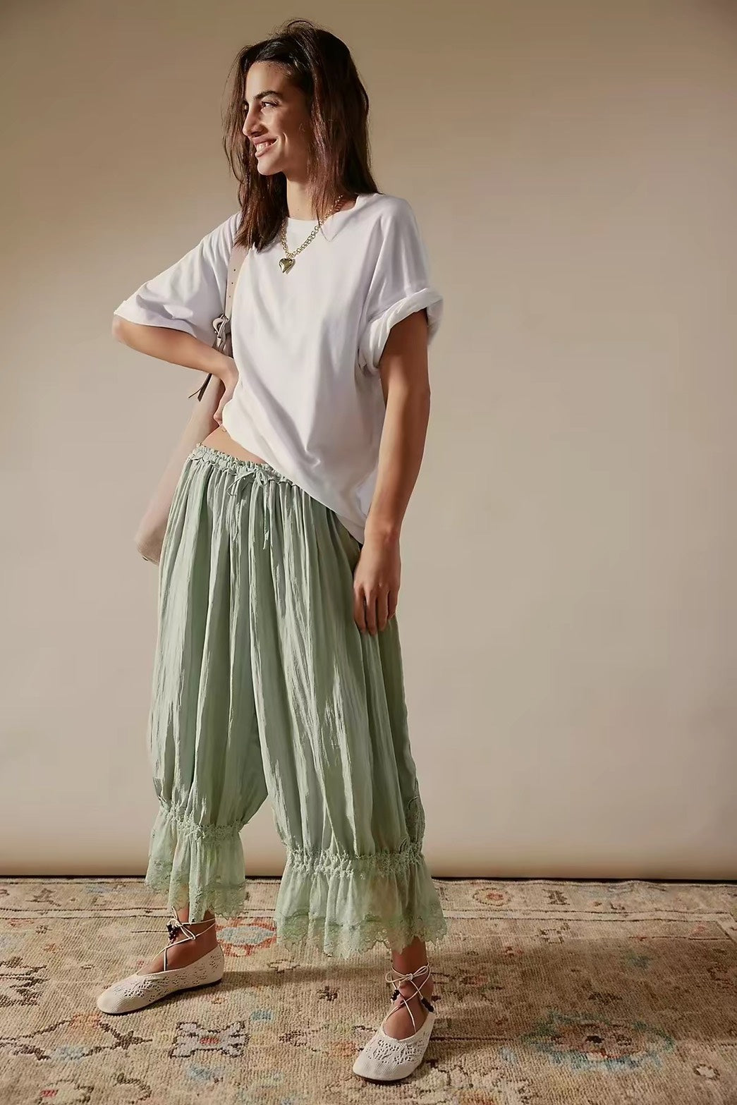 ASAYA7468 – Boho Lace Bloomers Pants 🌿🤍