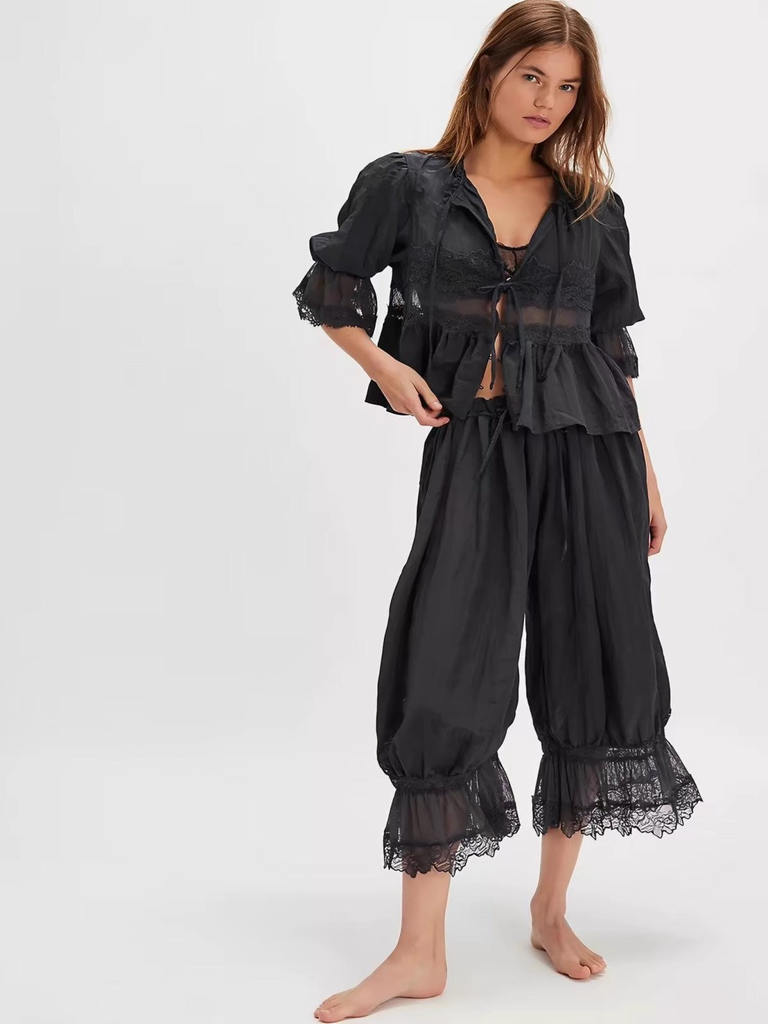 ASAYA7468 – Boho Lace Bloomers Pants 🌿🤍