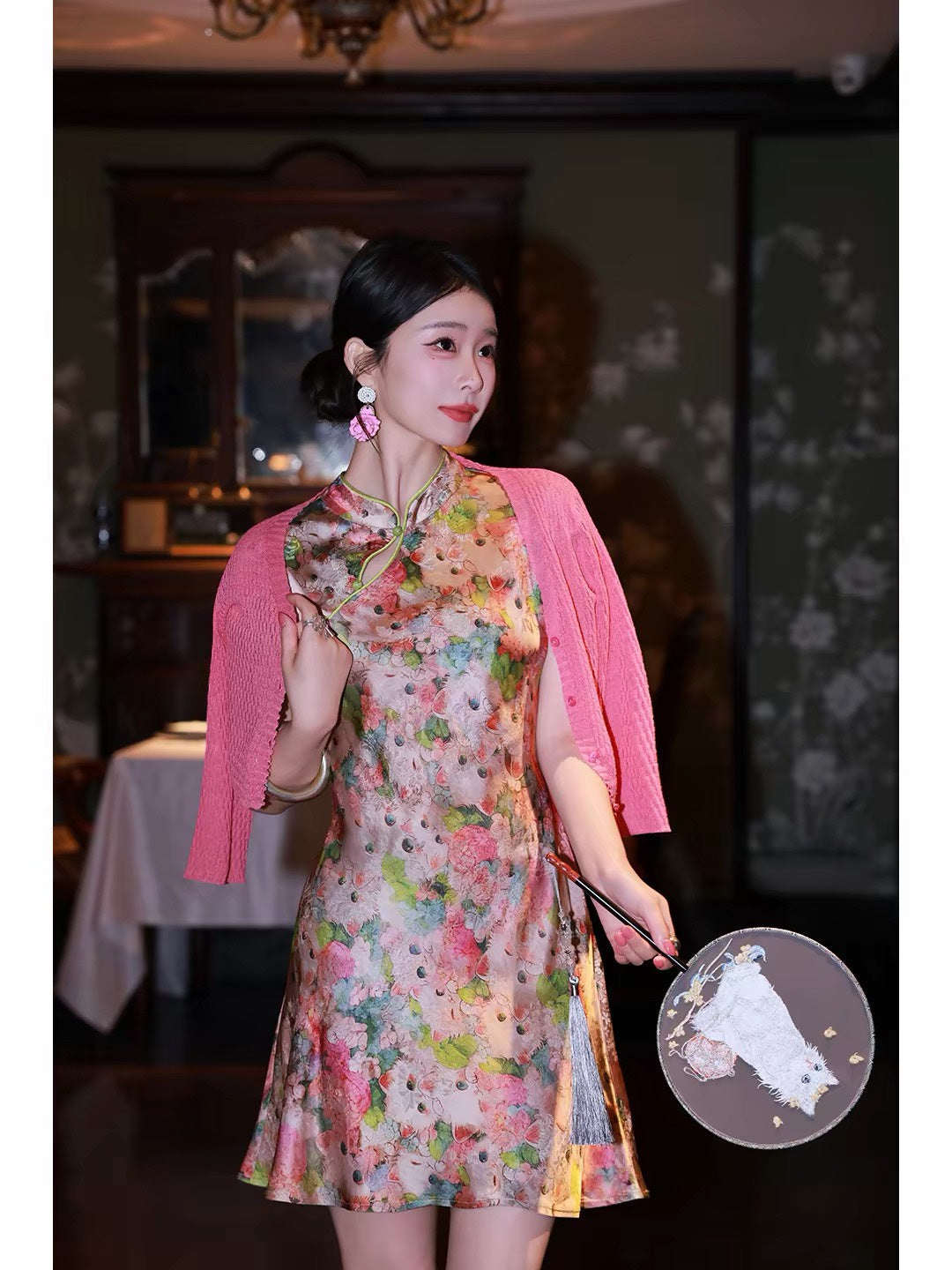 ASAYA7482 – Oriental Garden Silk Qipao 🌸🪭