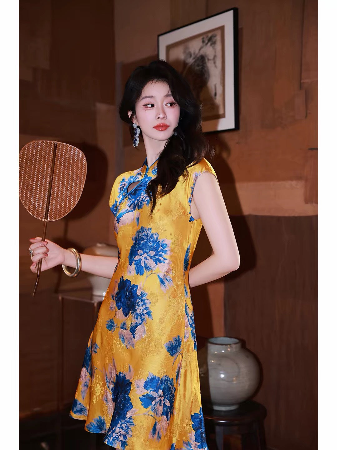ASAYA7482 – Oriental Garden Silk Qipao 🌸🪭
