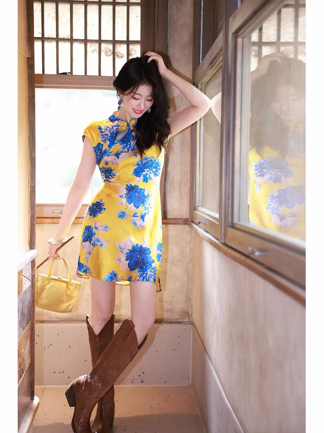 ASAYA7482 – Oriental Garden Silk Qipao 🌸🪭