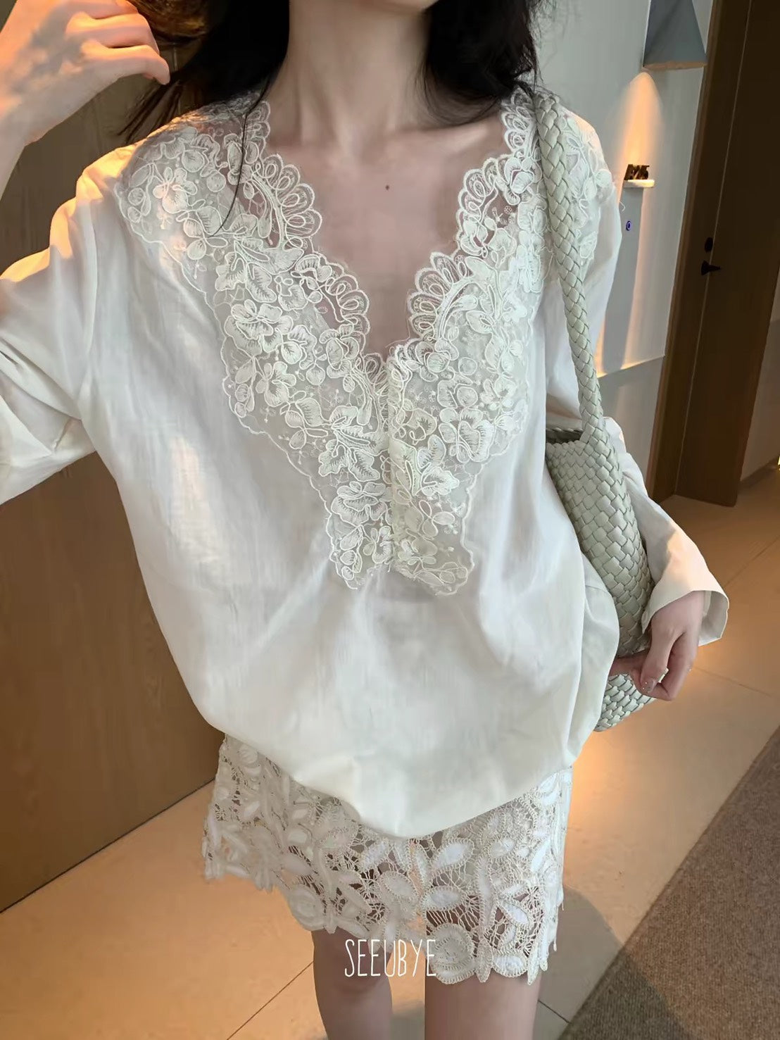 ASAYA7485 – Ivory Lace Romance Blouse 🤍🌿