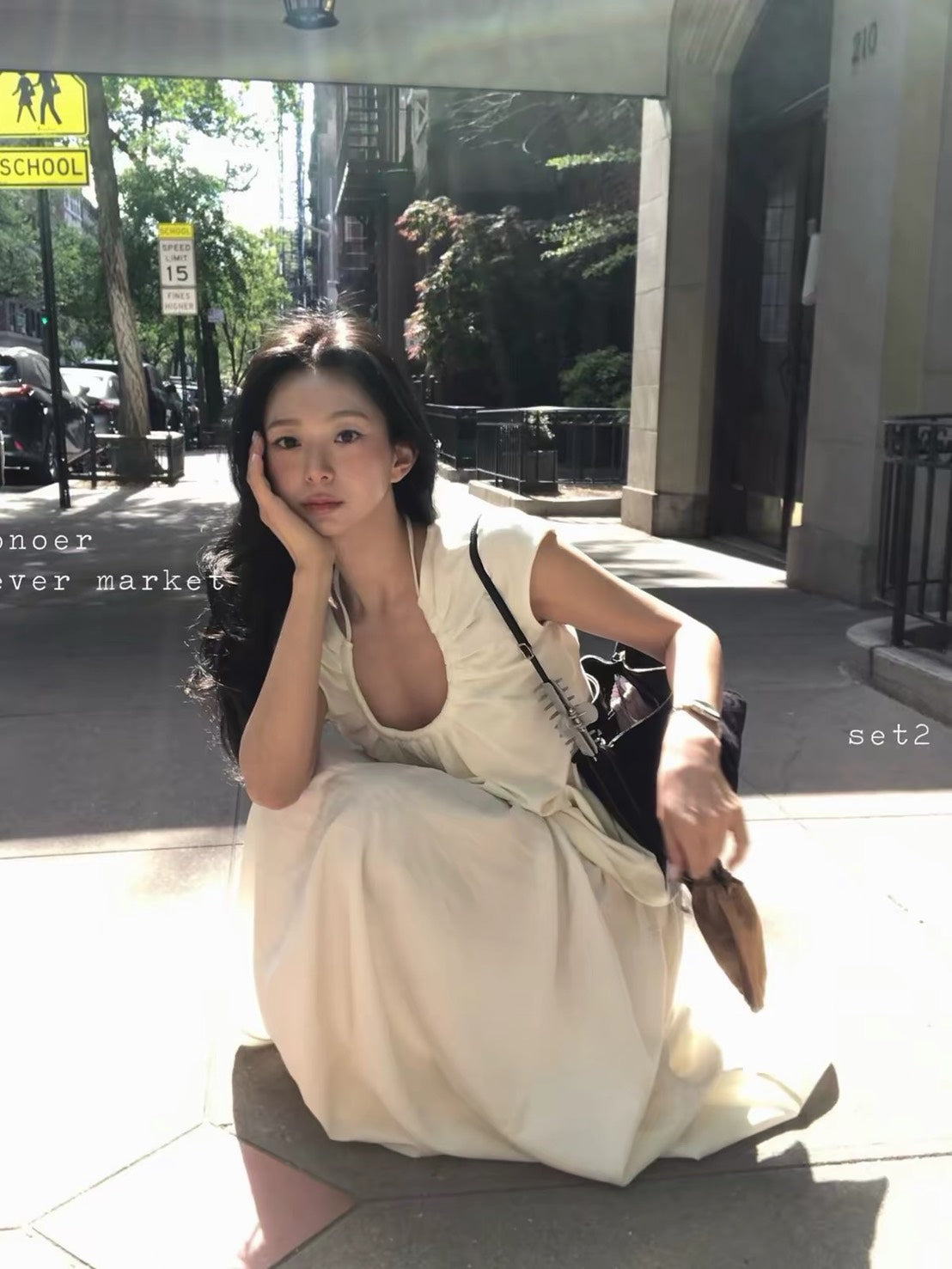 ASAYA7489 – Downtown Muse Pleated Tee 🩶🤍
