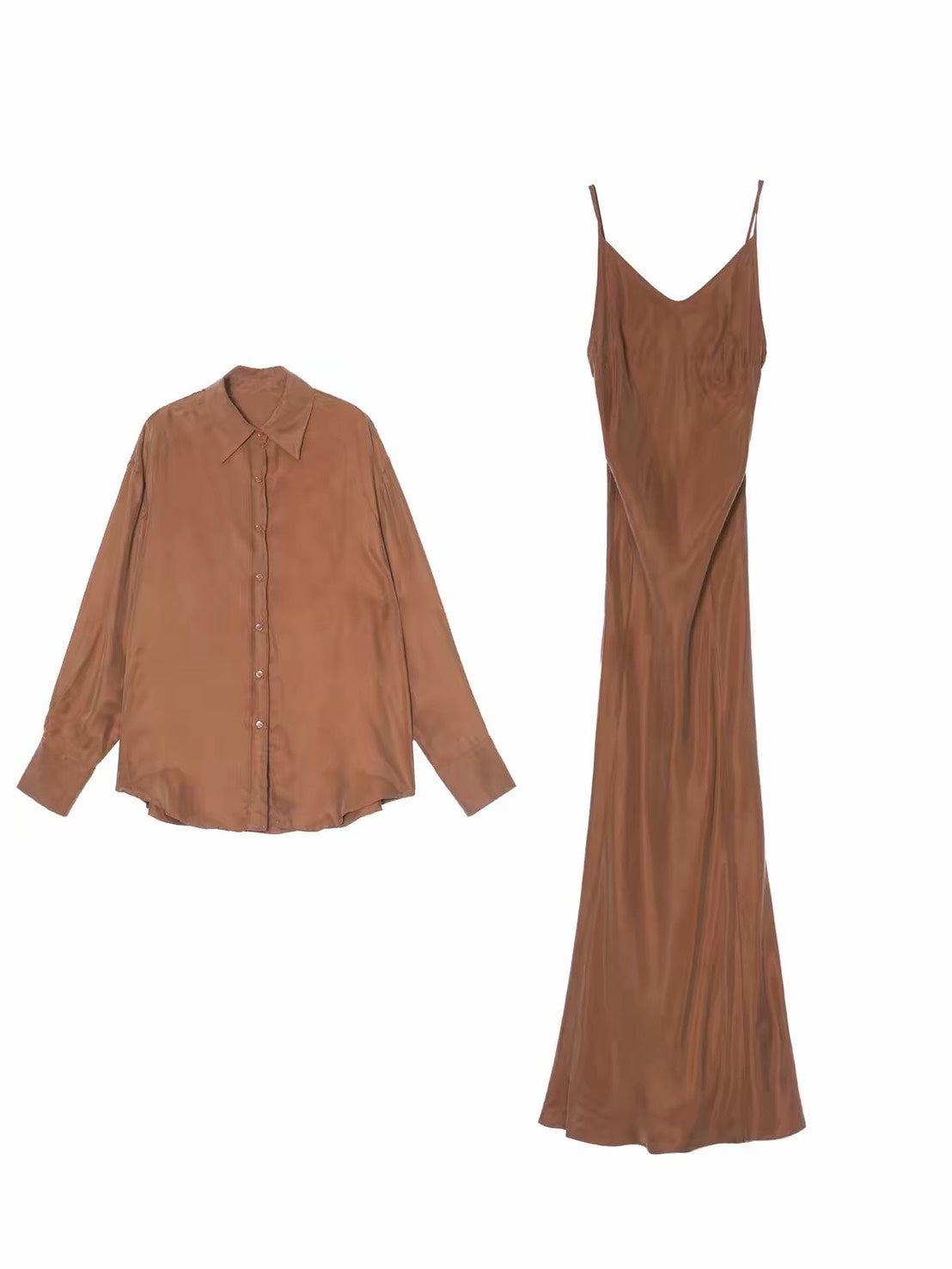 ASAYA7493 – Mocha Muse Satin Layer Set 🤎✨