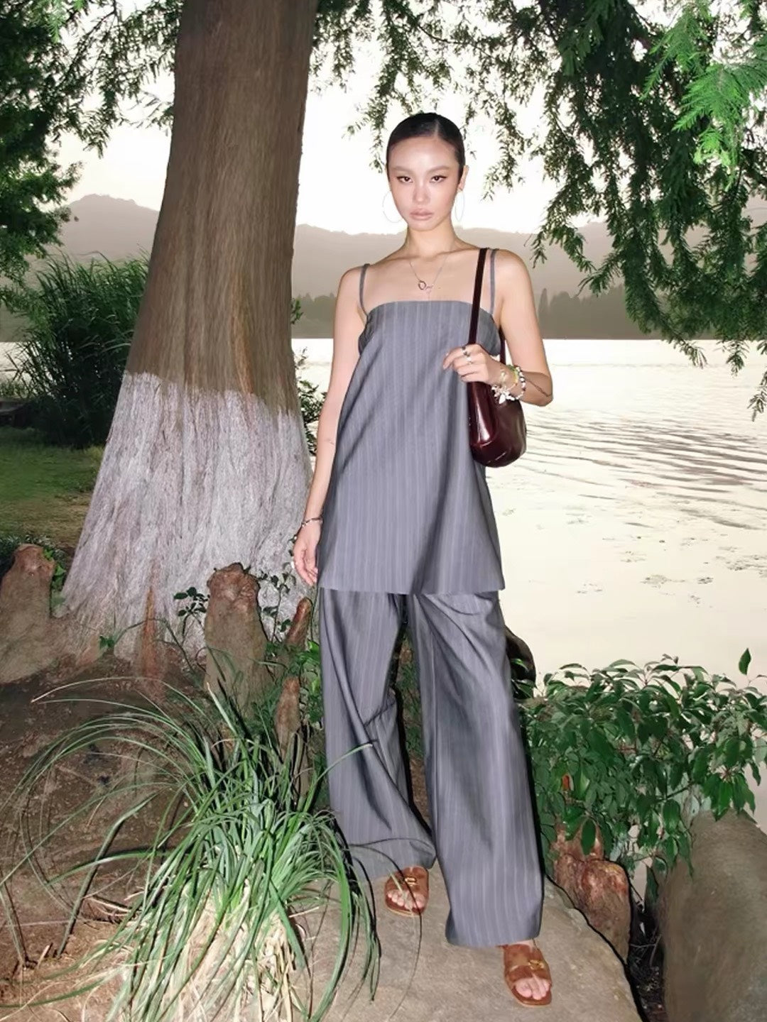 ASAYA7496 – Moonlight Grey Strappy Set 🌙🩶