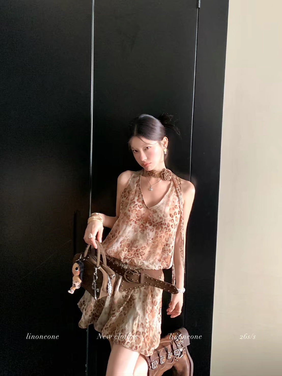 ASAYA7498 – Wild Rose Leopard Mini Dress 🐆🌹