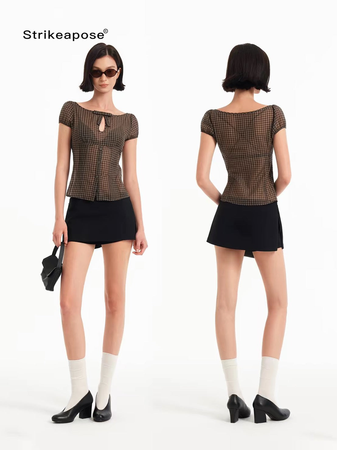 ASAYA7501 – Cocoa Gingham Muse Top 🤎🎀