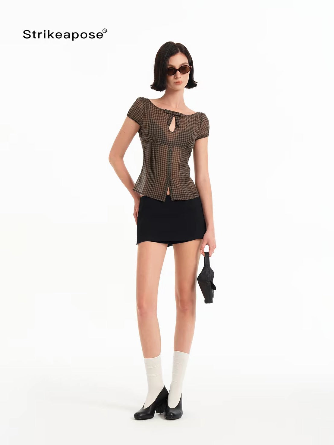 ASAYA7501 – Cocoa Gingham Muse Top 🤎🎀