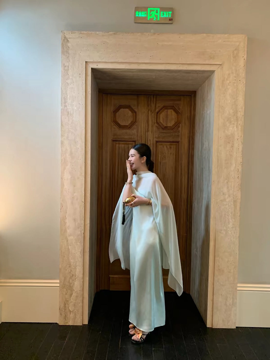ASAYA7505 – Misty Jade Scarf Maxi Dress 🩵🕊️
