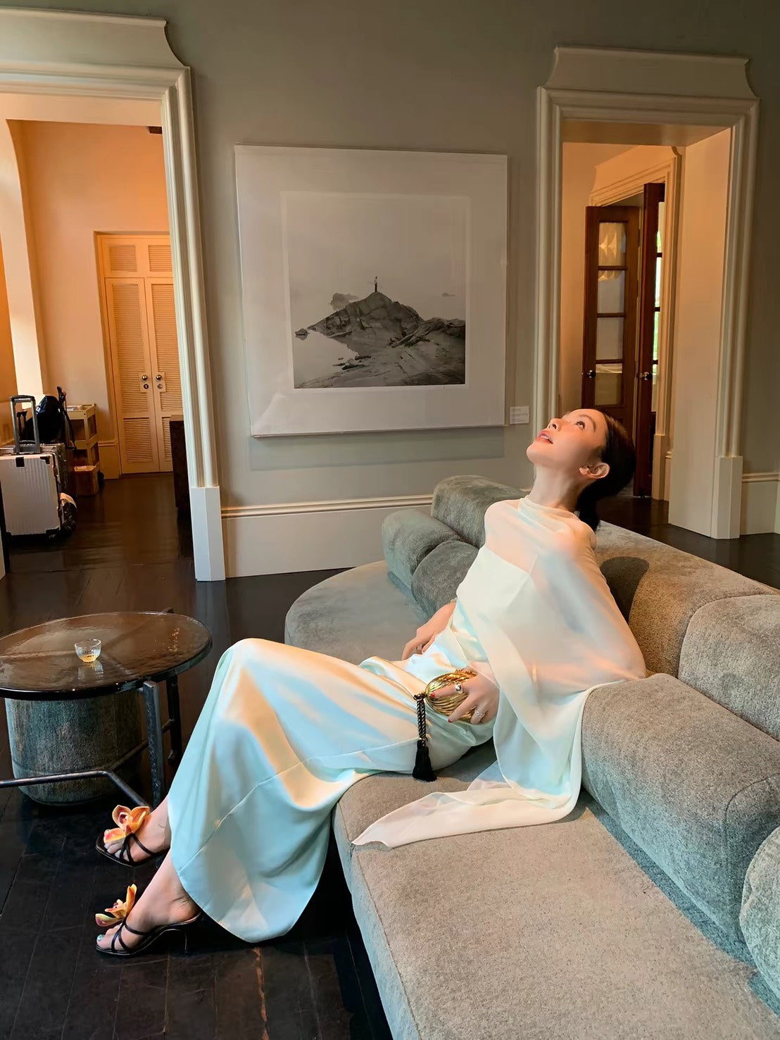 ASAYA7505 – Misty Jade Scarf Maxi Dress 🩵🕊️