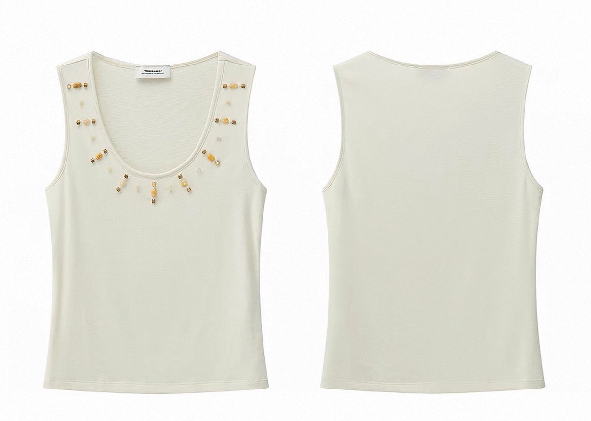 ASAYA7513 – Golden Muse Embellished Tank ✨🤍